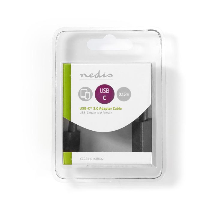 Nedis USB 3.0 -Kaapeli | Type-C, Uros - A, Naaras | 0,15 m | Musta CCGB61710BK02