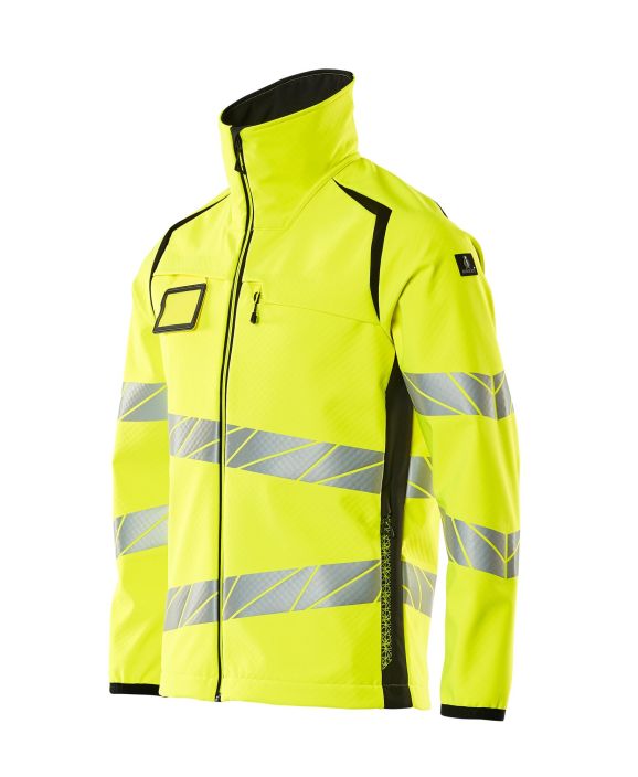 MASCOT miesten Softshell-takki ACCELERATE SAFE hi-vis keltainen/musta Hengittava, tuulenpitava ja vettahylkiva. Moderni,