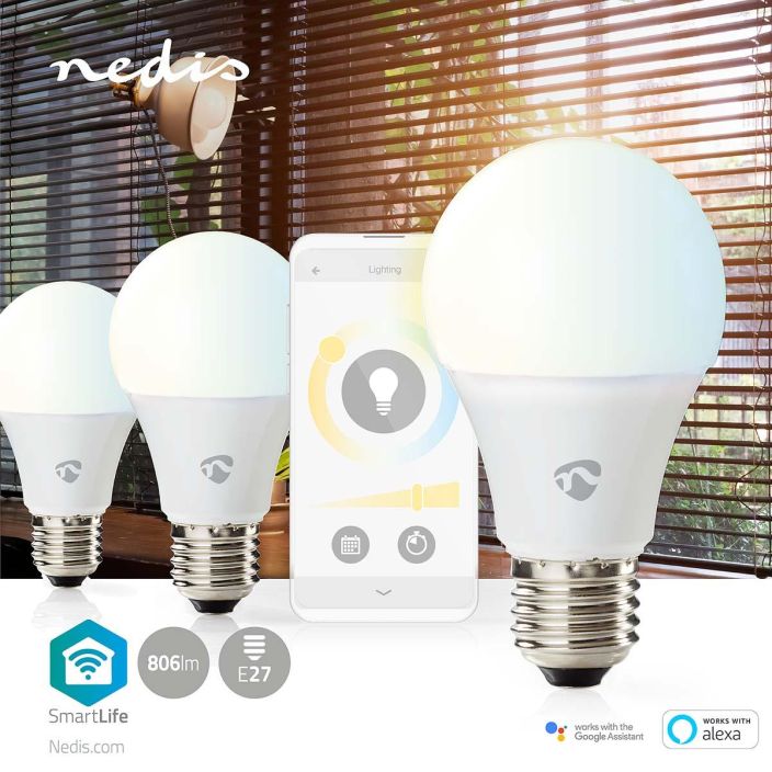 Nedis SmartLife LED Bulb | Wi-Fi | E27 | 806 lm | 9 W | Warm to Cool White | 2700 - 6500 K | Energialuokka: F | Android™ /