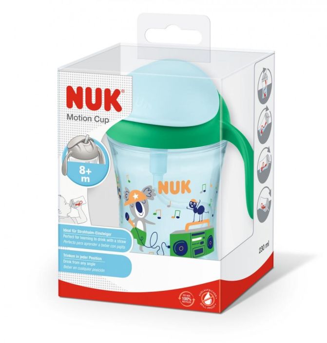 NUK motion cup 230ml 8kk+ / lajitelma Innovatiivisen rakenteen ansiosta Motion Cupista juominen onnistuu aina - mukin