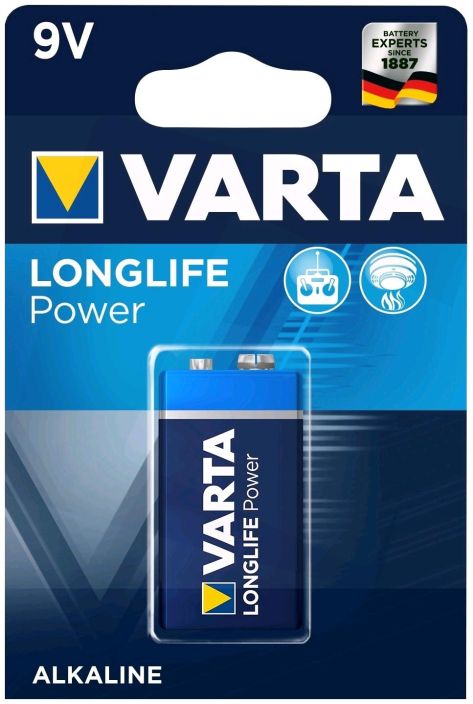 Varta Longlife Power 9V paristo -Tehokas paristo paljon energiaa vaativiin laitteisiin kuten lelut, langattomat hiiret,