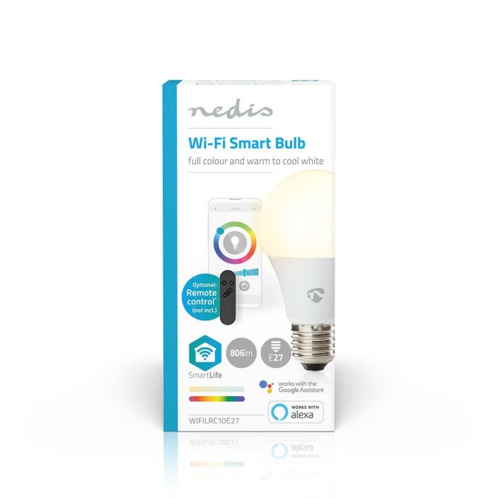 Nedis SmartLife RGB Lamppu | Wi-Fi | E27 | 806 lm | 9 W | RGB + Saadettava Valkoinen | 2700 - 6500 K | Android™ / IOS |