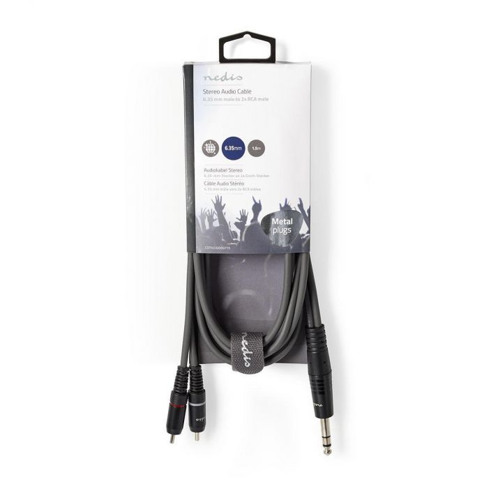 Nedis Stereoaudiokaapeli  Uros, 6,35 mm – 2 x RCA, Uros 1,5M Kytke soittimia, mikrofoneja, vahvistimia ja DJ-laitteita