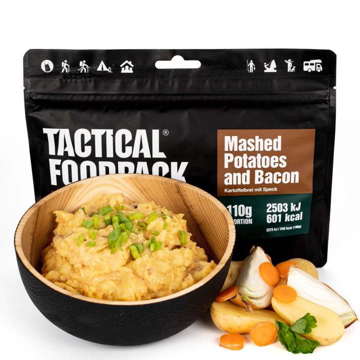 Tactical Foodpack Perunamuusi pekonilla 110g retkiateria Tutunmakuinen perunasose oikeista perunoista ja maidosta seka rapea