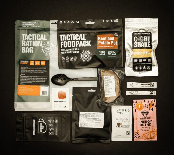 Tactical Foodpack 1 Meal Ration FOXTROT 331g retkimuonapaketti Tactical Foodpack rations Delta, Echo ja Foxtrot on