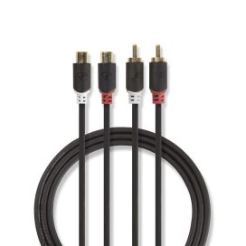 Nedis stereoaudiokaapeli 2x RCA, Uros - 2x RCA, Naaras 2M
