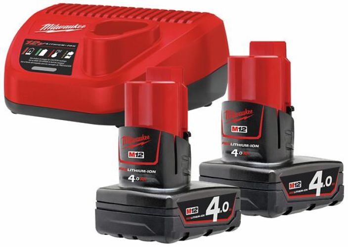 AKKUSETTI M12 NRG-402 M12 B4 - M12™ 4,0 Ah -akku C12 C - M12™-laturi