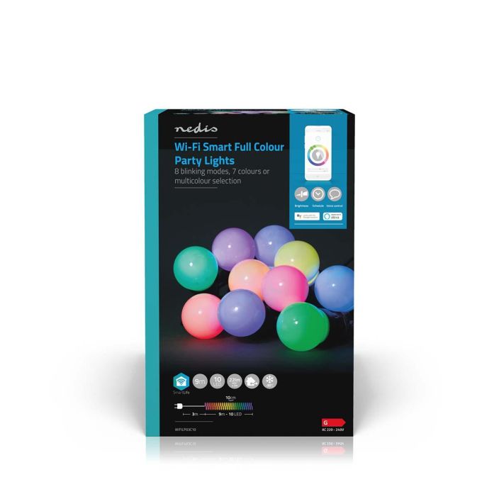 Nedis SmartLife Koristeellinen LED Tama 9 metria pitka tayden variskaalan alykas Nedis® RGB+ -Wi-Fi-valokoynnos on