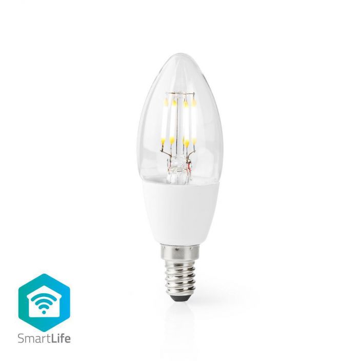 SmartLife LED Filamenttilamppu | Wi-Fi | E14 | 400 lm | 5 W | Lammin Valkoinen | 2700 K | Glass | Android™ &amp; iOS |