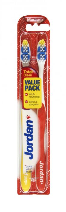 Jordan Total Clean medium hammasharja 2kpl Total Clean hammasharjan pidemmat Active Tip -karkiharjakset mahdollistavat