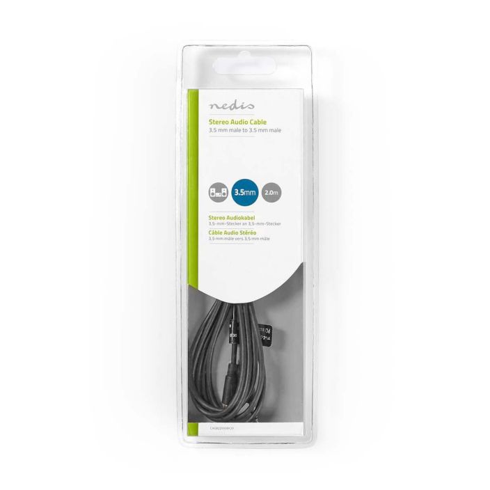 Nedis stereoaudiokaapeli 3,5mm 2M Tama stereoaanikaapeli, jossa on 3,5 mm liittimet, soveltuu aanilaitteiden, kuten