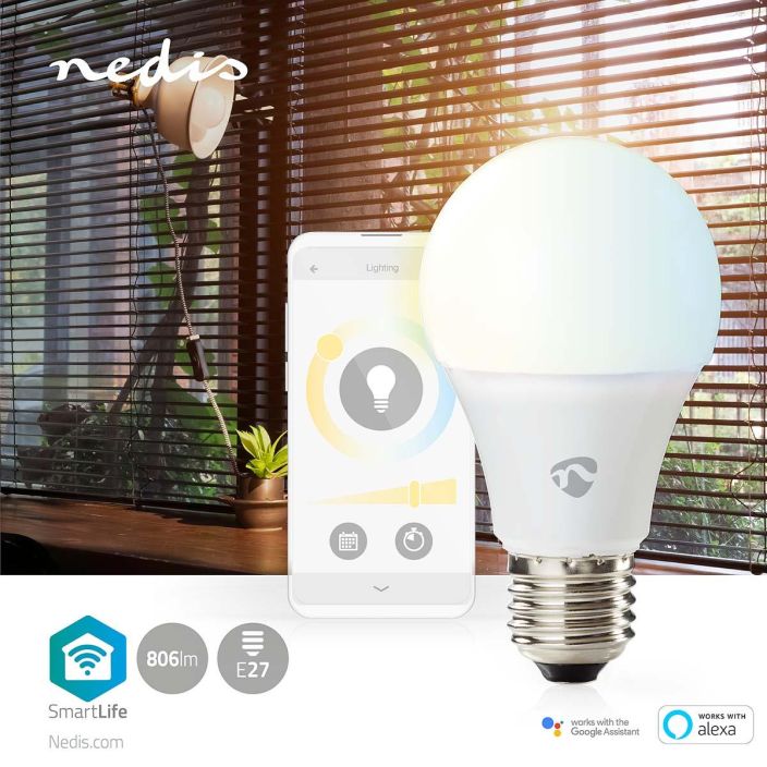 Nedis SmartLife LED Bulb | Wi-Fi | E27 | 806 lm | 9 W | Warm to Cool White | 2700 - 6500 K | Energialuokka: F | Android™ /