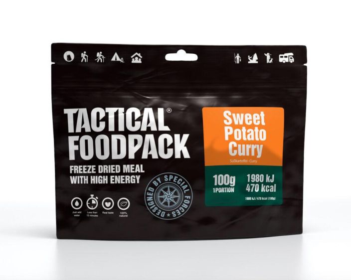 Tactical Foodpack Bataatti-kikhernecurry 100g retkiateria Makean vivahteen ja mausteiden duo, joka luo tunnelman ja