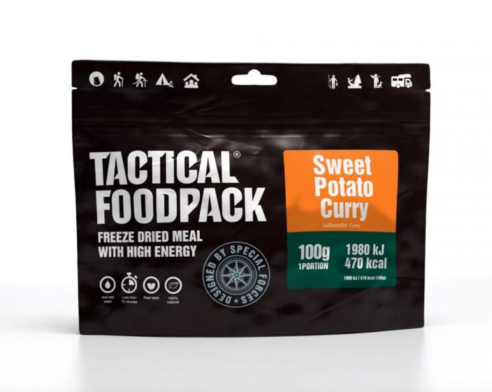 Tactical Foodpack Bataatti-kikhernecurry 100g retkiateria Makean vivahteen ja mausteiden duo, joka luo tunnelman ja