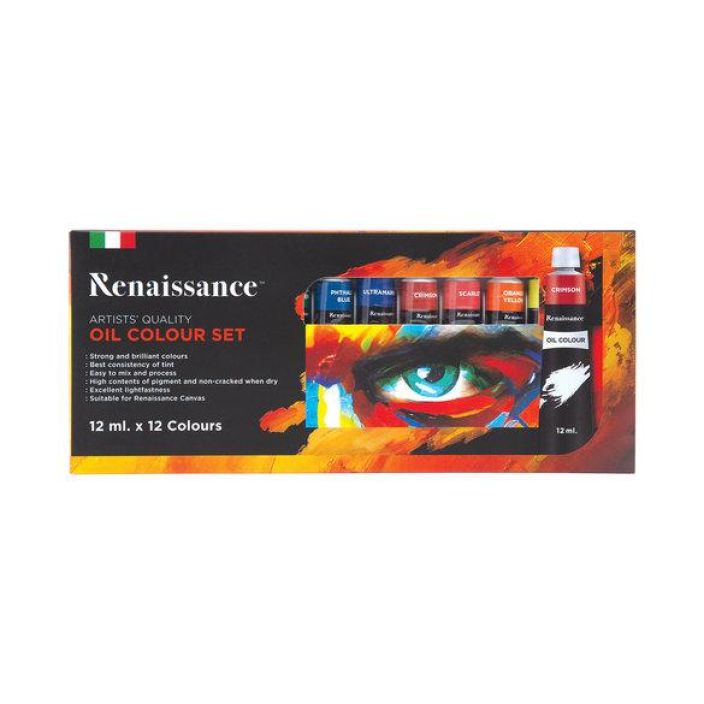 Renaissance oljyvarit 12x12ml, kirkkaat varit Laadukkaat oljyvarit. Varit sekoittuvat hyvin ja maali ei halkaile
