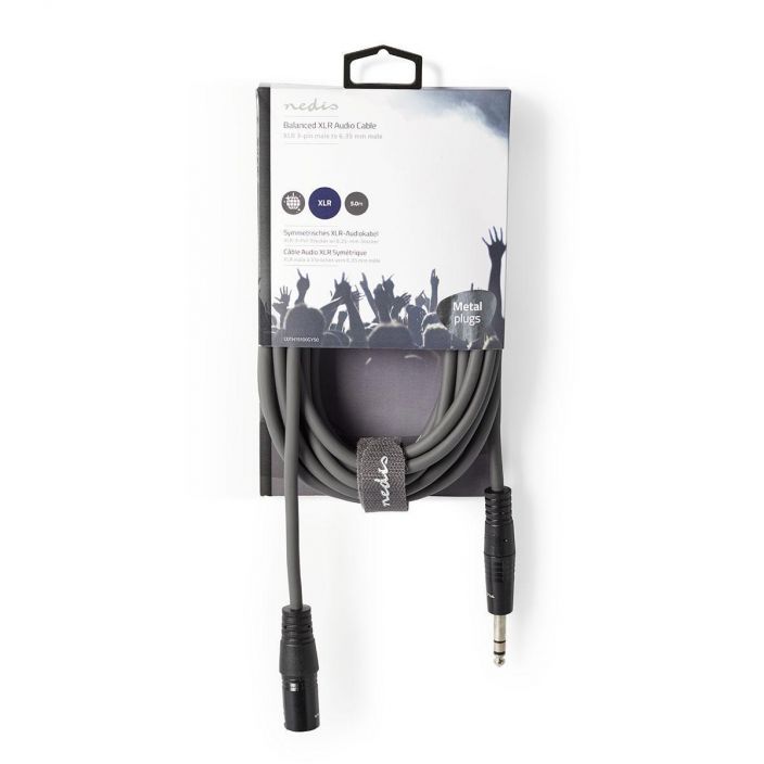 Nedis Balansoitu XLR-Audiokaapeli Uros-Uros 6,35mm 5M Kytke mikrofoneja, vahvistimia ja DJ-laitteita toisiinsa talla
