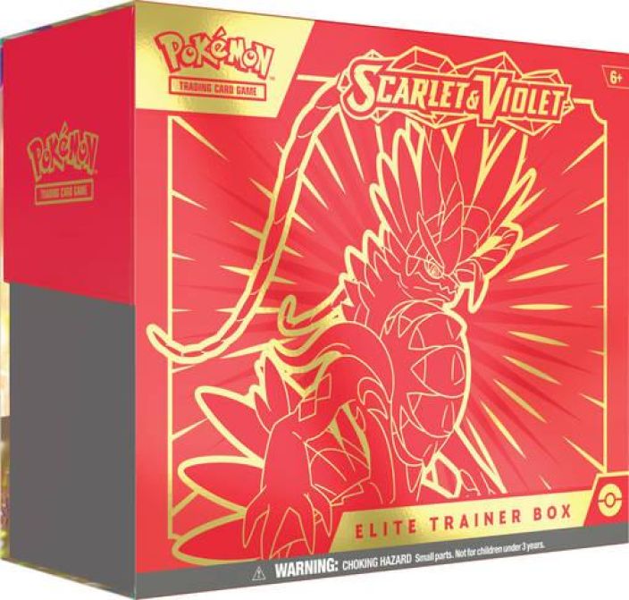 Pokemon - Scarlet Violet Elite Trainer Box sis. 9 boosteria 65 korttisuojaa 45 energiakorttia ym.
