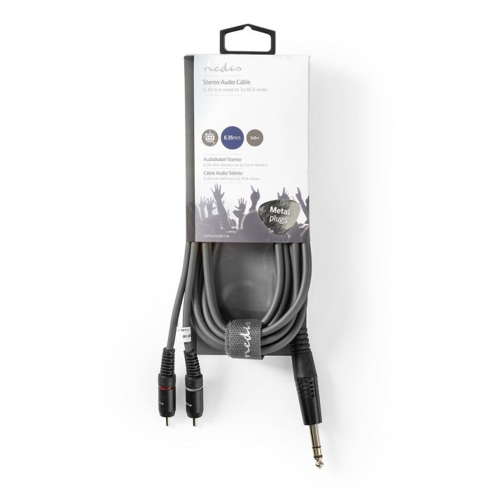 Nedis Stereoaudiokaapeli  Uros, 6,35 mm – 2 x RCA, Uros 3M Kytke soittimia, mikrofoneja, vahvistimia ja DJ-laitteita