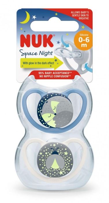 NUK NIGHT 0-6KK SILIKONI SPACE