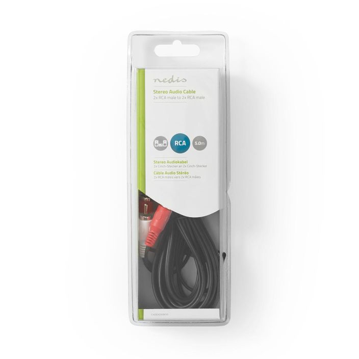Nedis stereoaudiokaapeli  2x RCA - 2x RCA 5M Tama stereo aanikaapeli, jossa on RCA-liittimet soveltuu aanilaitteiden, kuten