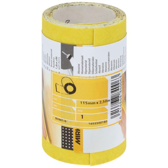 HIOMAPAPERIRULLA 115MM X 2,5M P80 KELTAINEN tuotekuva 1